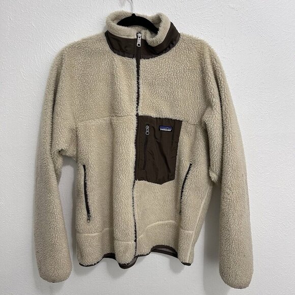 VTG Patagonia Classic RETRO-X FLEECE JACKET Oatmeal Brown Deep Pile Men’s Size L